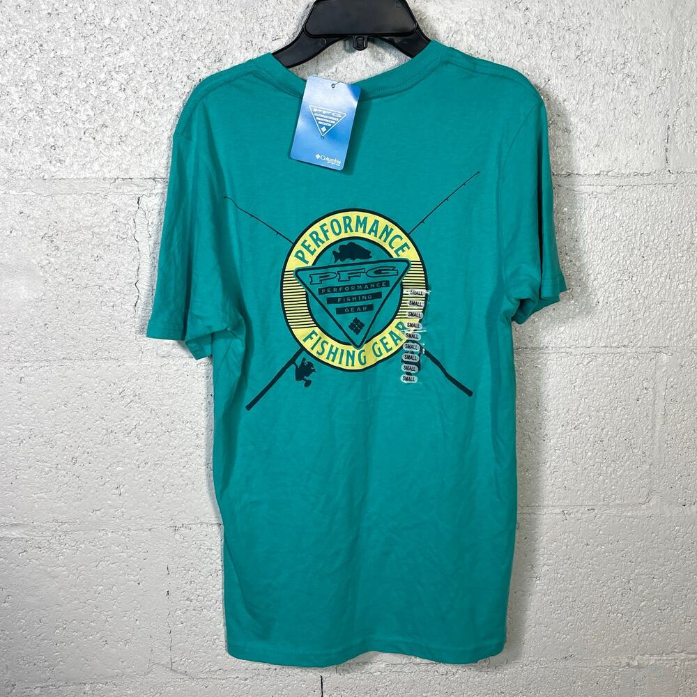 Columbia men's Oro Short Sleeve Graphic T-Shirt - Bright Aqua small